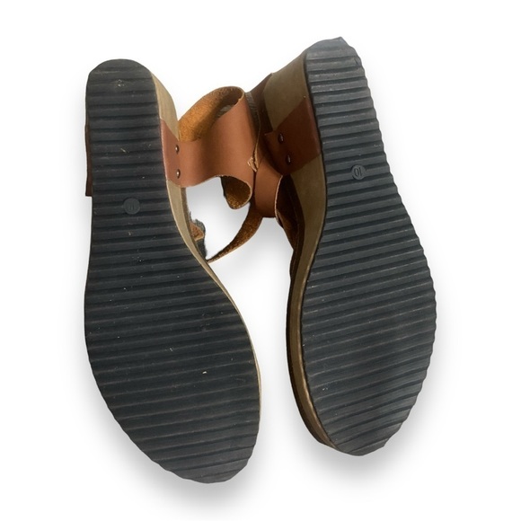 Jolimal Boho Leather Braided Cognac Wedge Sandals, Size 10 - Picture 12 of 13